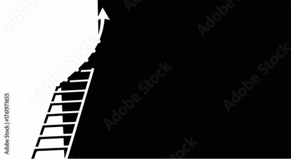 Fototapeta Ladder climbing out of darkness into bright light symbolizing hope and progress
