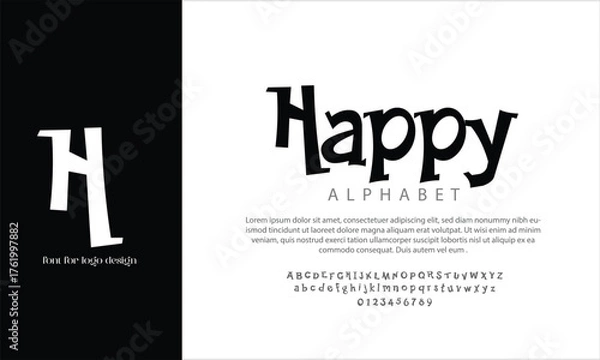 Fototapeta Happy Serif vector alphabet font for logo design