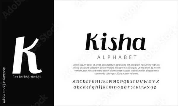 Fototapeta Kisha Serif vector alphabet font for logo design