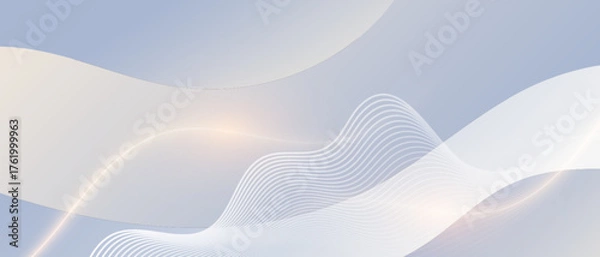 Obraz Minimal abstract background with flowing white wave lines vevctor.
