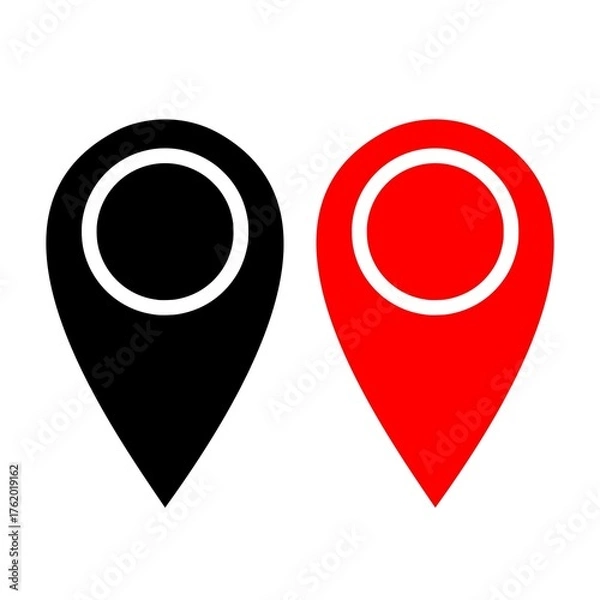 Obraz Red pin marker with white dot isolated on white background.