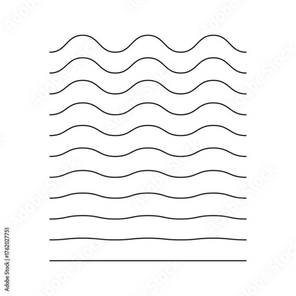 Obraz Wavy and zigzag horizontal underline. Vector waves line collection. Set of wavy lines. Wave ornament pattern. Wave thin line background. 
