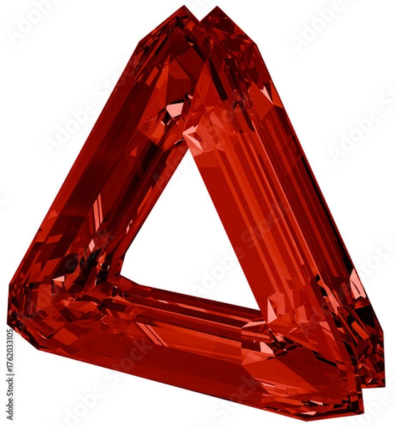 Obraz Colorful triangle red frame 3D crystal shapes