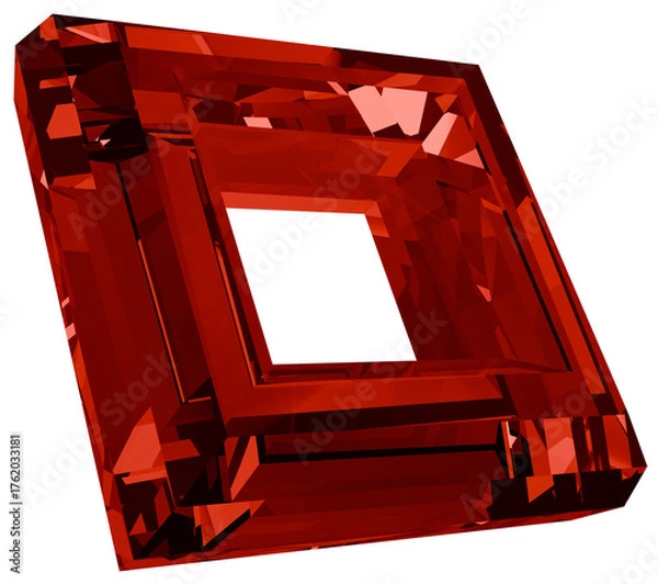 Obraz Colorful red square frame 3D crystal shapes