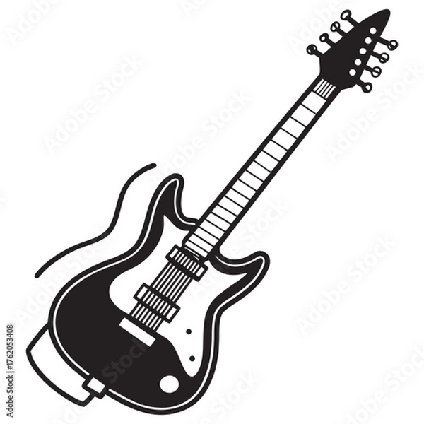 Obraz Retro electric guitar illustration with a classic sunburst finish perfect for music lovers and vintage enthusiasts