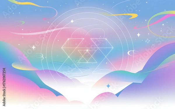 Obraz Colorful Sky Dreamscape: Isolated Geometric Shape against Transparent Backdrop