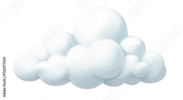 Fototapeta Stylized 3D White Cloud on Transparent Background