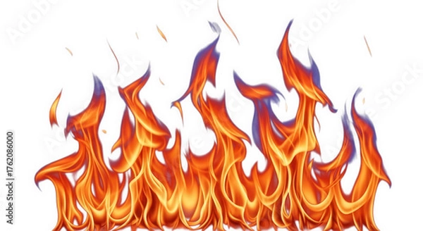 Obraz Vibrant Orange and Blue Flames on Transparent Background