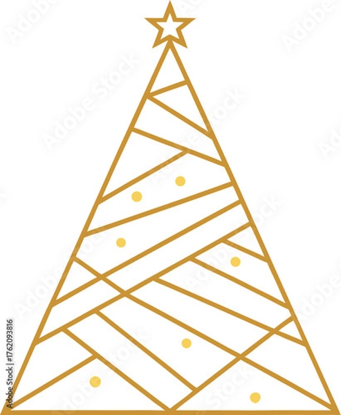 Fototapeta Abstract paper triangle Christmas tree with metal ladder and steps reaching sky symbolizing success and growth