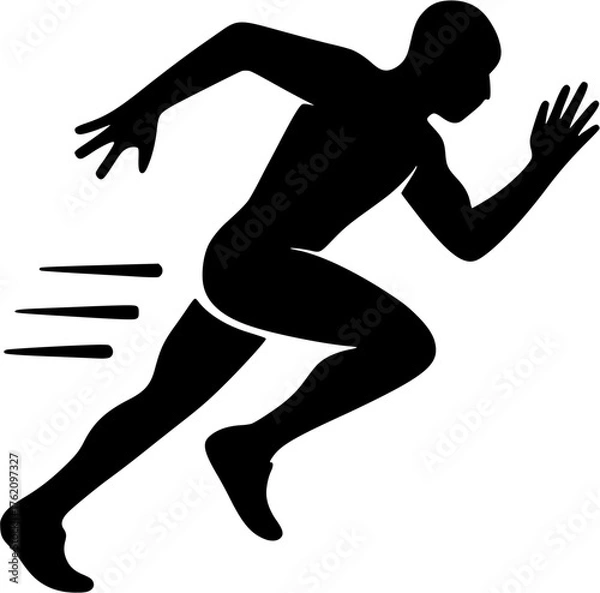 Obraz Sprint runner silhouette vector showing athlete launching in running position for speed training
