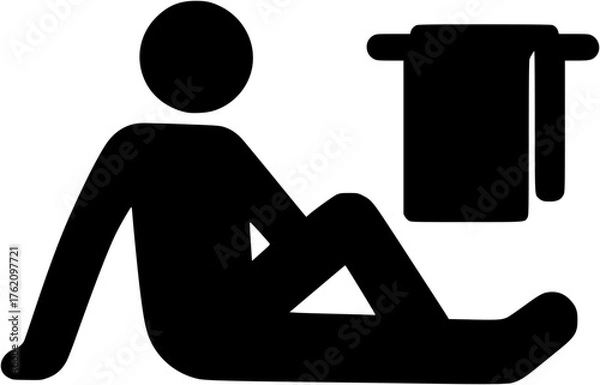 Obraz Recovery rest silhouette vector showing person relaxing with towel after workout or physical exercise