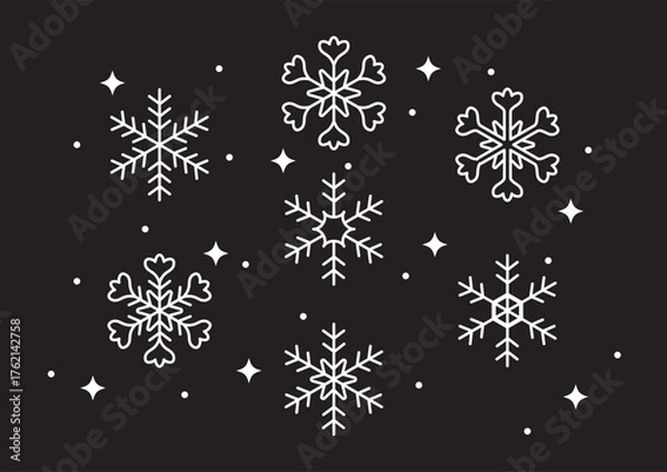 Fototapeta Set of snowflake elements
