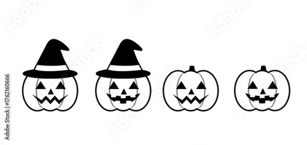 Obraz ジャック・オ・ランタンのシンプルなイラスト　ハロウィーン素材　ハロウィン　かぼちゃ　オレンジ　