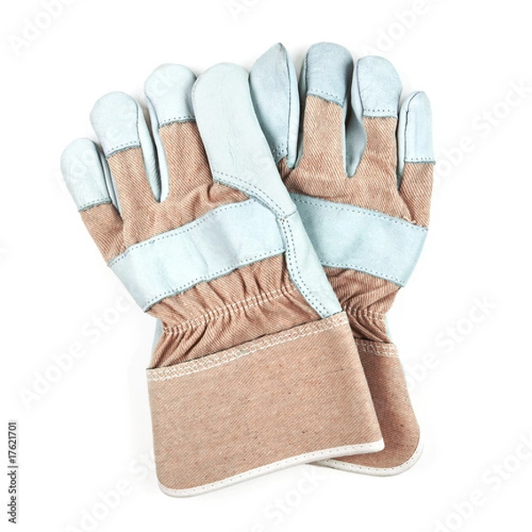 Fototapeta Pair of work gloves isolated on white background