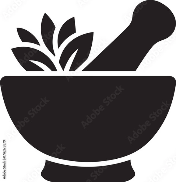 Obraz Mortar and pestle symbolizing herbal medicine natural remedies and pharmaceutical preparation iconic symbol for wellness healthcare and traditional healing isolated on transparent background