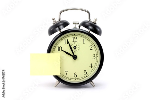 Fototapeta alarm clock and notepaper