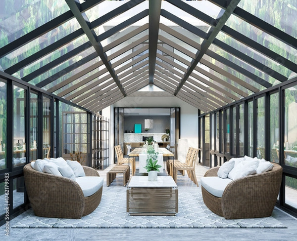 Obraz 3d render cafe house restaurant