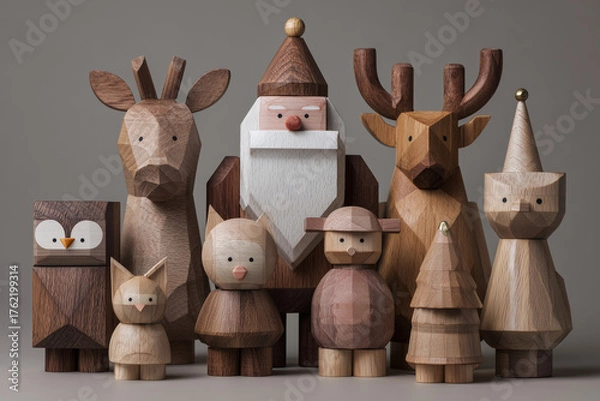 Obraz Christmas and New Year wooden children's toys
