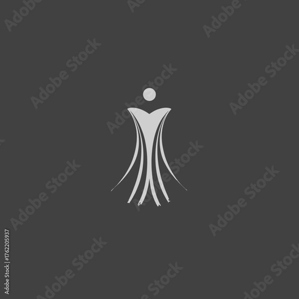 Obraz Abstract elegant human figure logo design on dark background, representing success, growth, community, and wellness