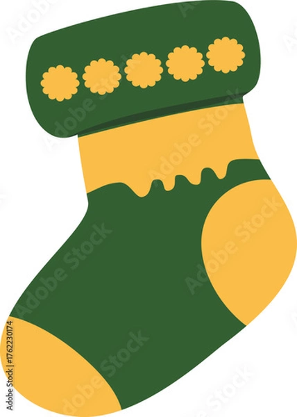 Obraz Illustration of green and yellow Christmas stocking