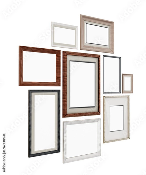 Fototapeta Picture frames on transparent background. 3D dimensional