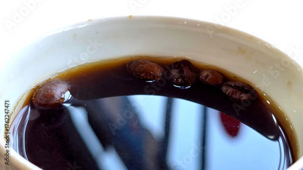 Fototapeta Cup of Black Coffee Isolated on White Background with Copy Text Space. Morning Beverage Concept for Cafes, Menus, and Food Advertisements. PNG File.