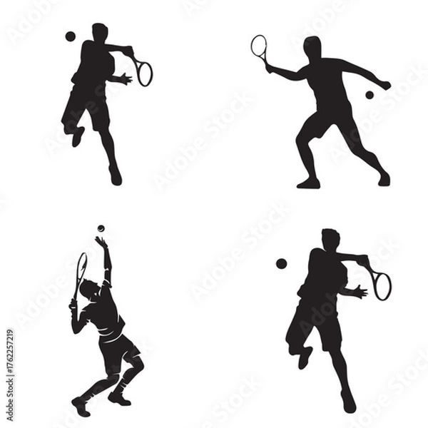 Obraz Tennis game icon with black background and male player