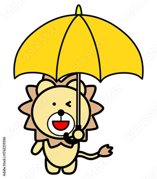 Obraz 傘をさすライオン　イラスト