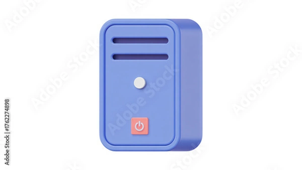 Fototapeta Modern 3D server icon representing technology, data storage, and IT infrastructure for business and digital innovation