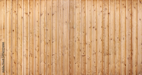 Obraz Braune Holzwand aus vertikalen, gemaserten Brettern mit aufgesetzten Leisten, komplett ohne Schrauben
