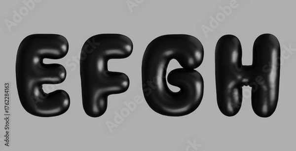 Fototapeta 3D Black Alphabet Letters E to H