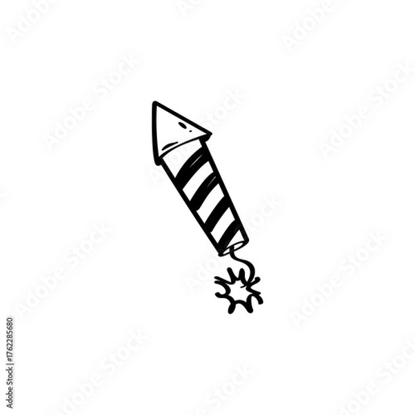 Fototapeta Firecracker hand drawn illustration. Petard vector icon