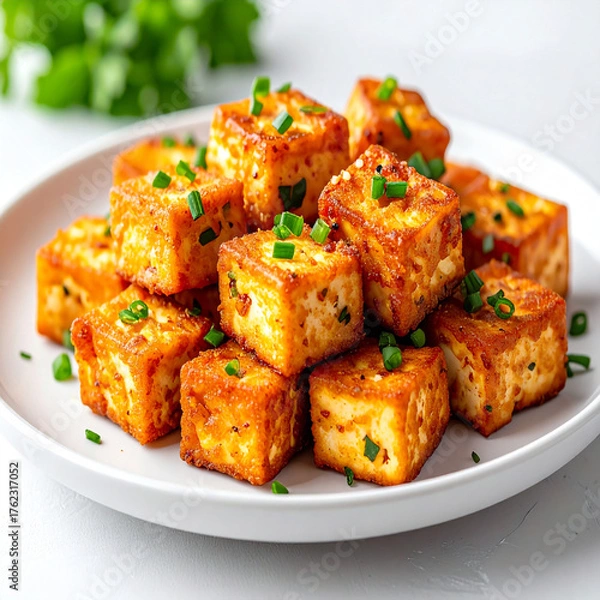 Fototapeta Fried Tofu on a Plate