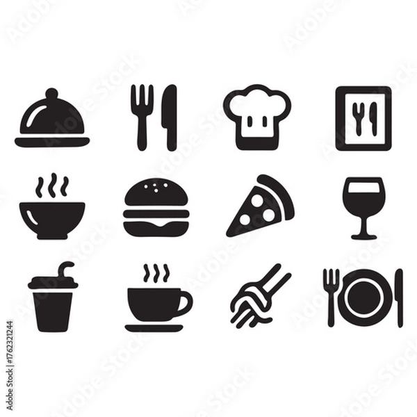 Obraz Food and drink icons set for kitchen and restaurant illustrations