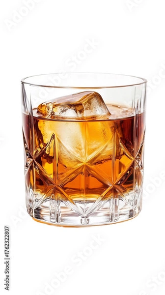 Fototapeta glass with old fashioned cocktail isolated on transparent background. Alcoholic drink, design element for restaurant or bar. Design element for menu.