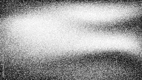 Fototapeta Stippling black dot grain noise background with texture for web design or grunge overlay. Retro halftone point pattern for art work.