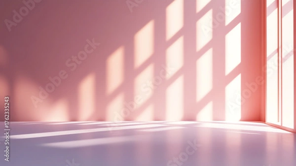 Obraz minimal studio backdrop with sunlight and shadow overlay, realistic tone