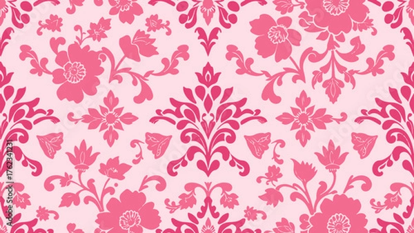 Fototapeta Damask vector pattern seamless pink
