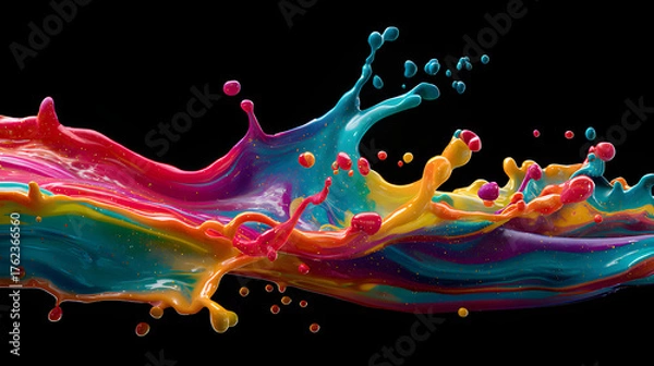 Obraz Stunning vibrant paint splash creating dynamic abstract art with colorful hues, perfect for modern design projects and creative backgrounds that need energy