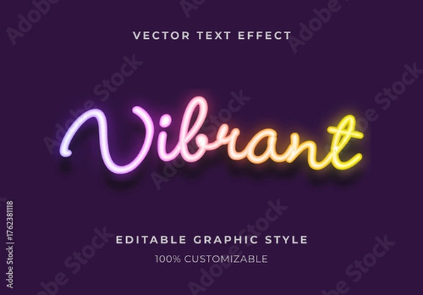 Obraz Violet and Yellow Neon Brick Wall Text Effect Glow Script Font