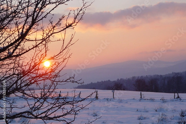 Obraz Winter sunset in Vermont