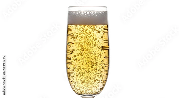Fototapeta Champagne flute with bubbles isolated on transparent background