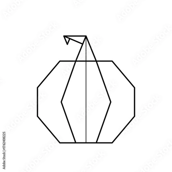 Obraz Origami pumpkin. Folded paper sheets, polygonal geometric shapes. Thanksgiving or halloween concept. Line icon. Vector illustration.