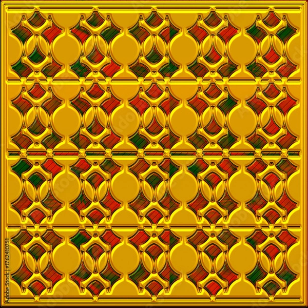 Obraz seamless geometric pattern with gold 3d shapes
