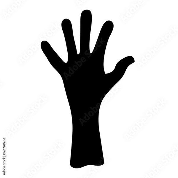 Fototapeta Vector art of silhouette of a hand with fingers spread, representing communication, expression, and connection in a simple graphic