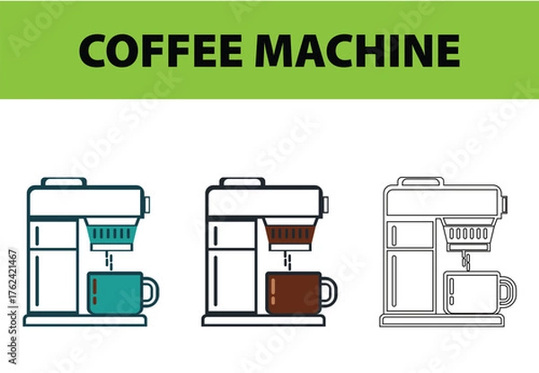 Fototapeta Single-Serve Coffee Maker Vector Illustration – Drip Machine Brewing into a Mug, Modern Kitchen Appliance and Beverage Concept Art