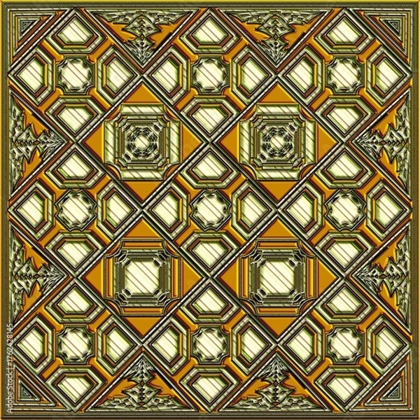 Obraz 3d gold ceramic tile mosaic design