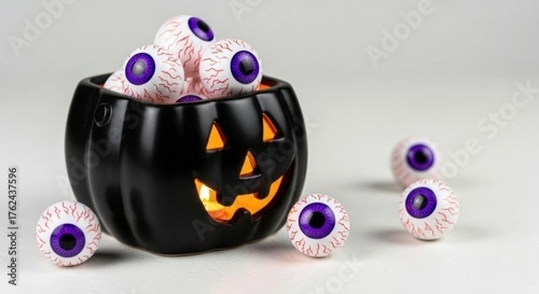Obraz Spooky Halloween fun awaits you with this pumpkin filled with eyeballs, ready for trick or treat, get your scary decorations now for a memorable party!