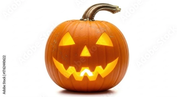 Obraz Capture the spooky spirit of Halloween with this glowing Jack O'Lantern, perfect for festive designs and autumn celebrations, evoking fun and tradition
