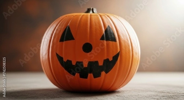 Obraz Spooky season fun with a vibrant jack o'lantern grin ready for Halloween treats and playful frights at your haunted house party this year